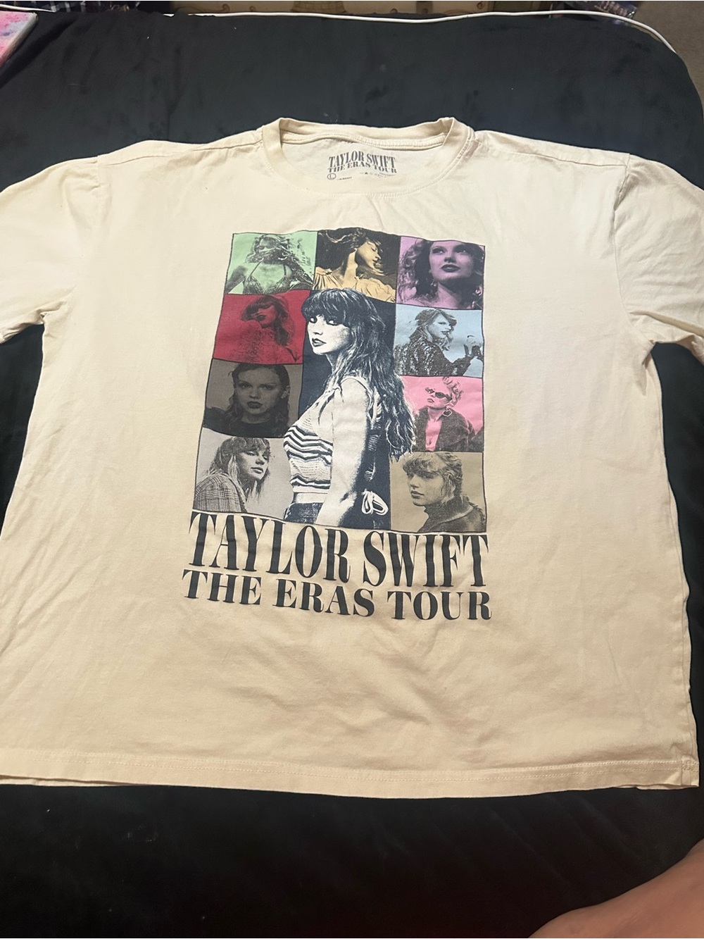 Taylor Swift Cream The Eras Tour Long Sleeve Tee with Multi-Color Photo Blocks